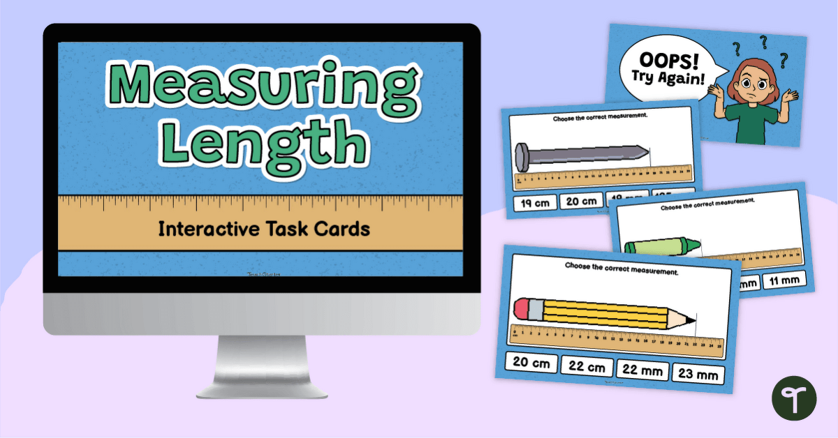 Measuring Length Interactive Task Cards teaching resource