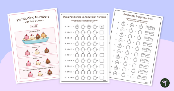 Go to Two-Digit Addition Using Partitioning – Poster and Worksheets teaching resource