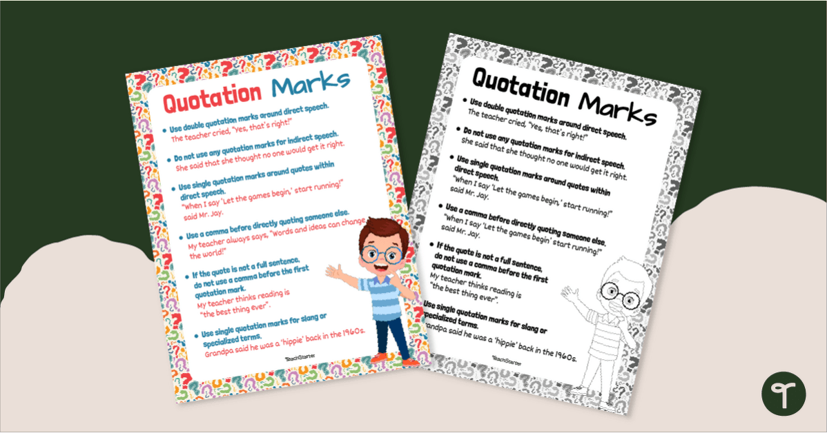 Quotation Marks Poster - Single and Double teaching resource