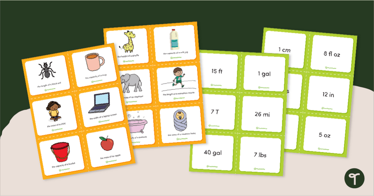 How Much Does It Measure? Match-Up Activity (Length, Mass, and Capacity) teaching-resource