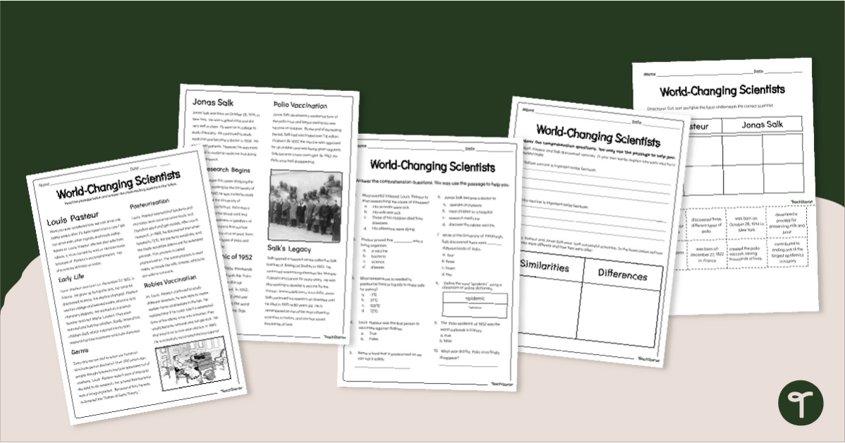 Famous Scientists Reading Comprehension Worksheets teaching resource