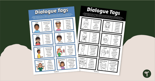 Go to Dialogue Tags List - Vocabulary Chart teaching resource