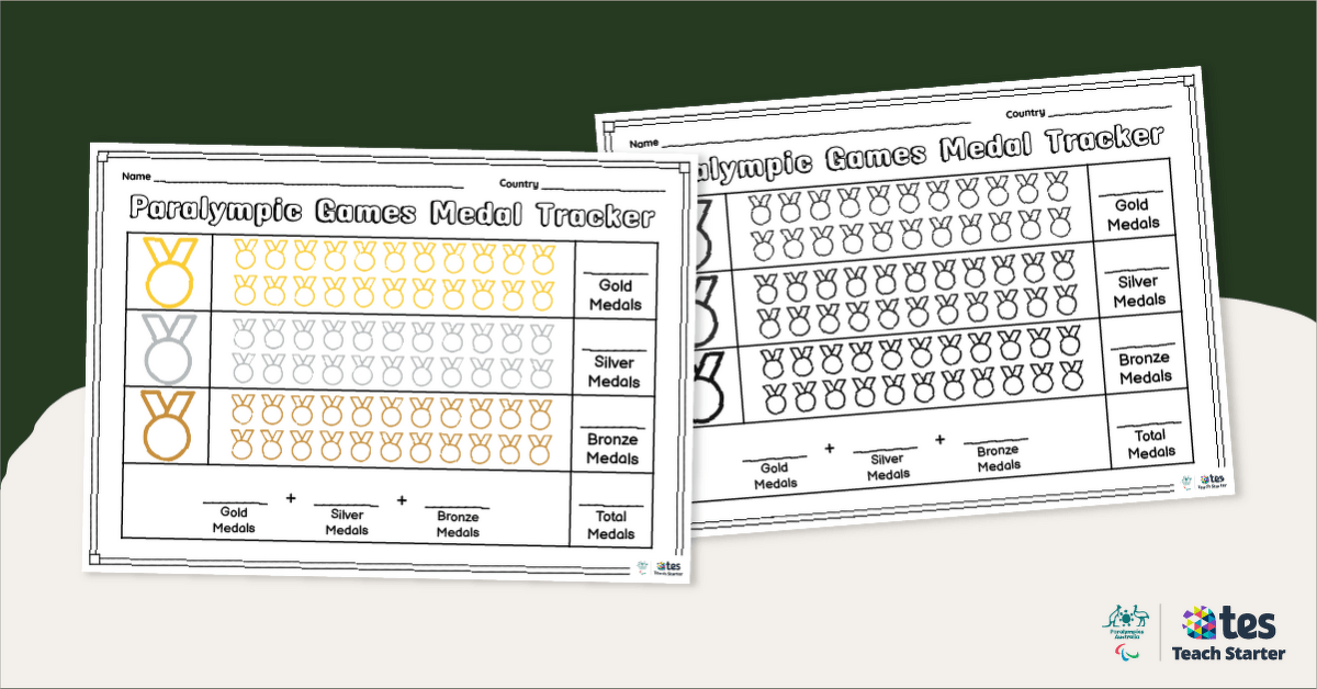 Paralympic Medal Tracking Template teaching resource