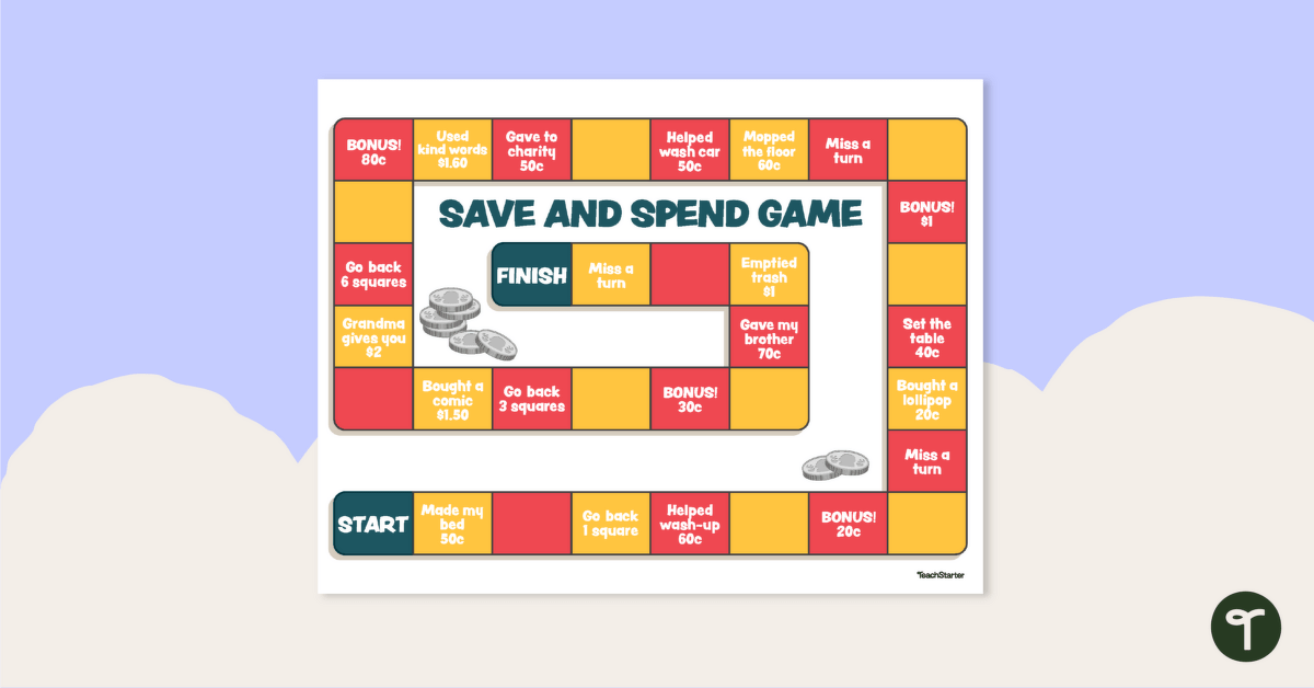 Spend and Save – Money Board Game teaching resource