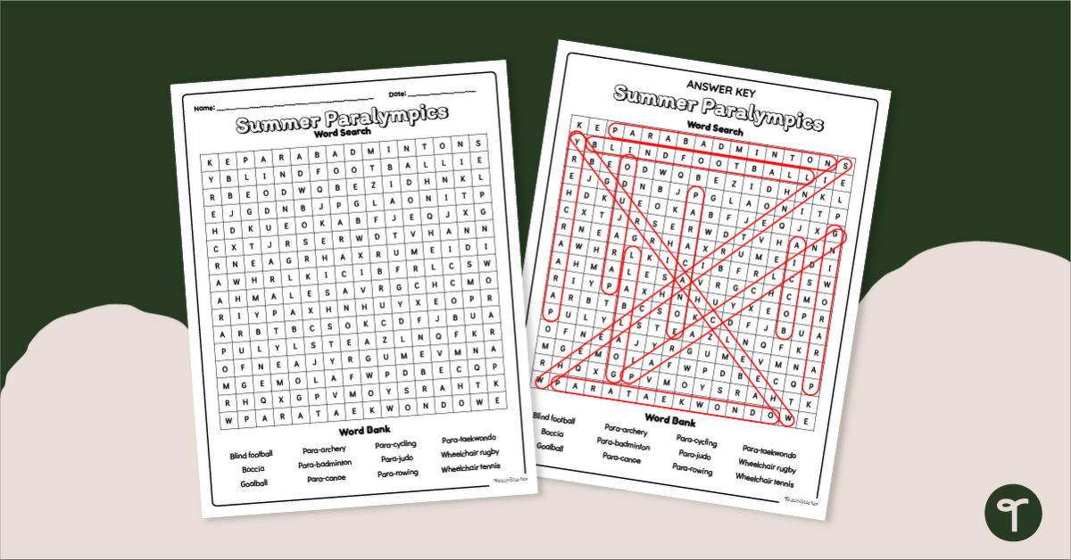 Summer Paralympics Word Search - Upper Grades teaching resource