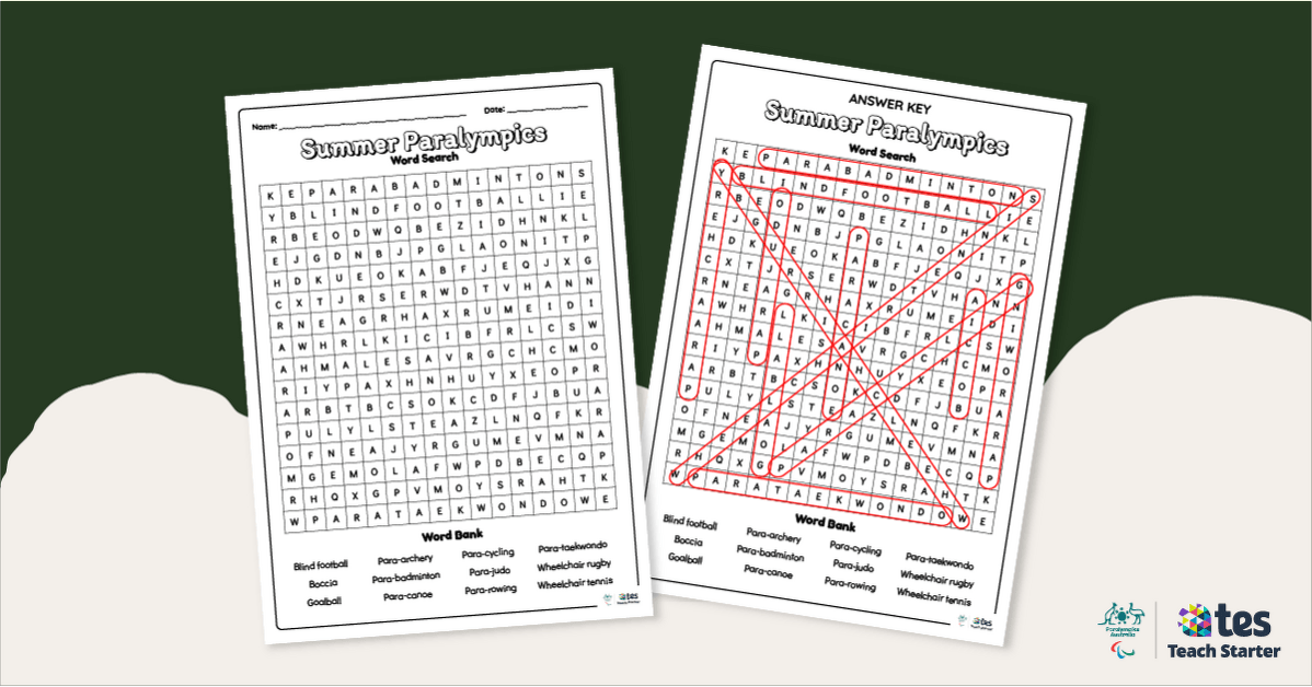 Summer Paralympics Word Search - Upper Years teaching resource