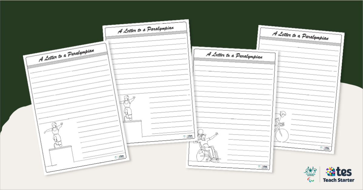 Letter to a Paralympian - Lined Paper Pack teaching resource