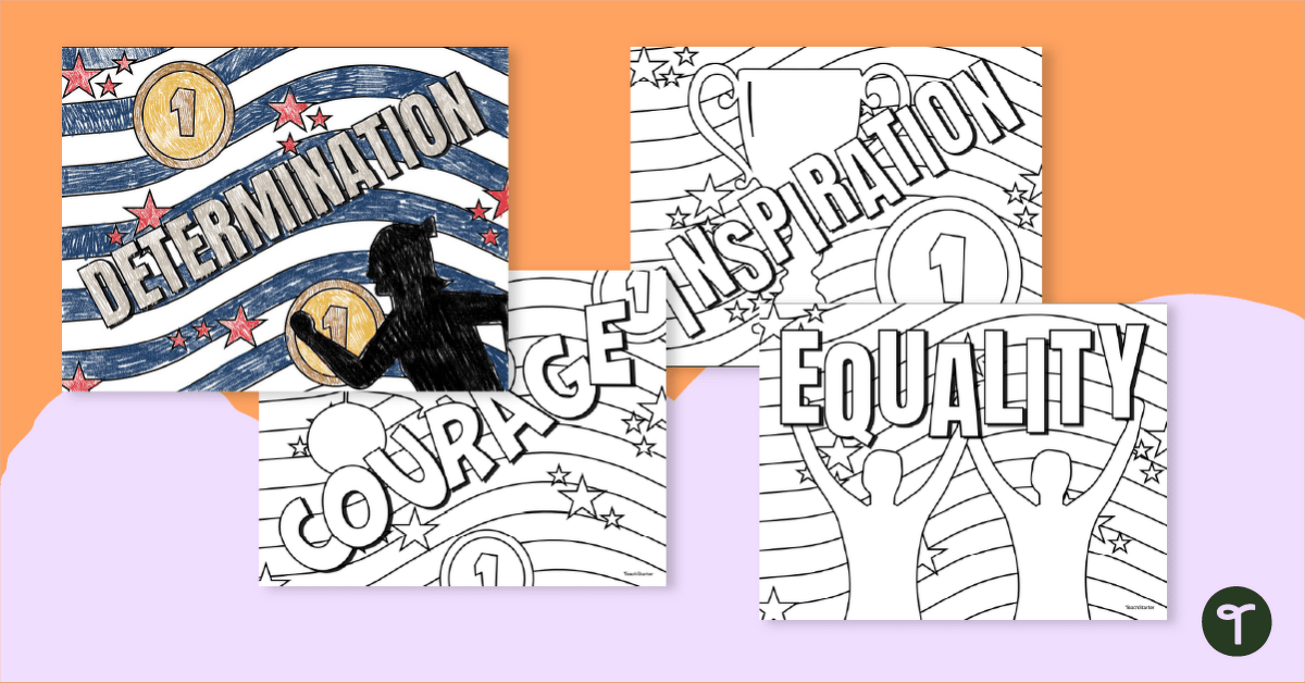 Paralympic Values Colouring Sheets teaching resource