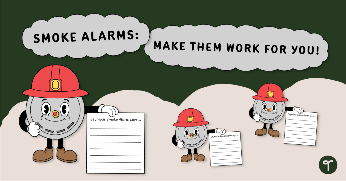 Seymour Smoke Alarm Craft Template teaching resource