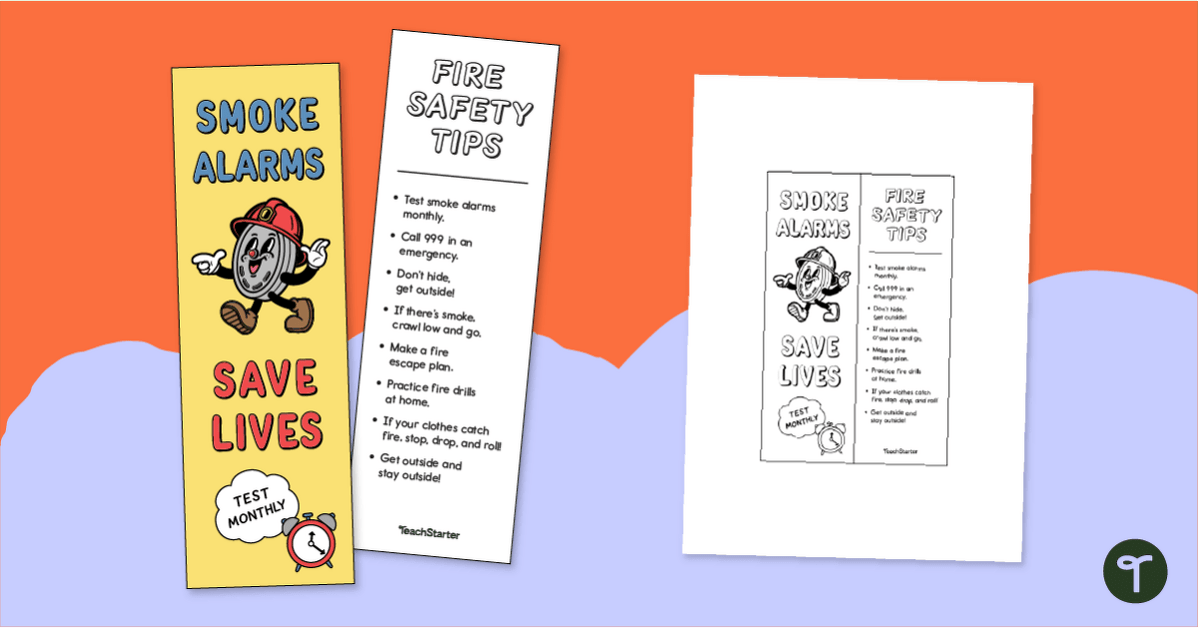 Fire Safety Tips Bookmark Template teaching resource