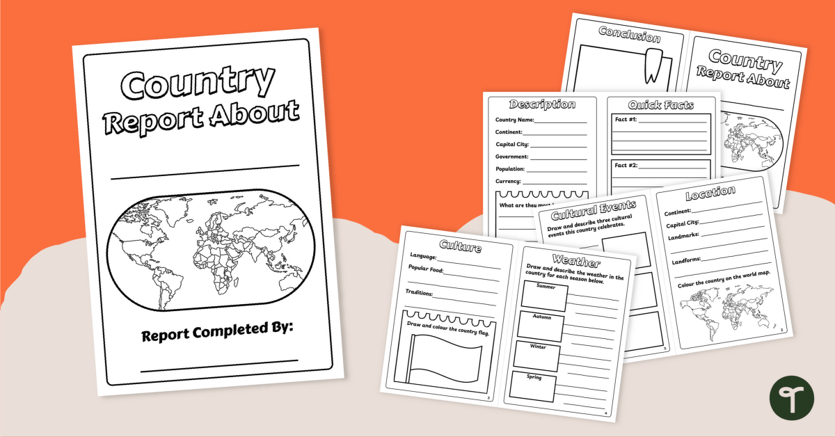 Country Report – Mini Book Template teaching-resource