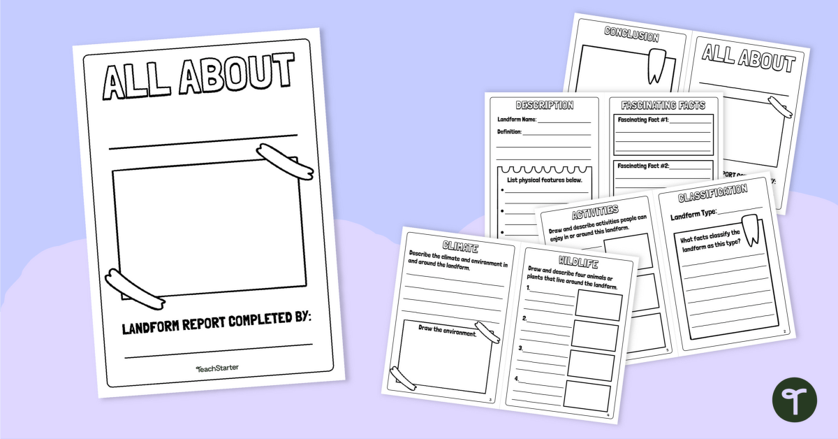 Landform Report – Mini Book Template teaching resource