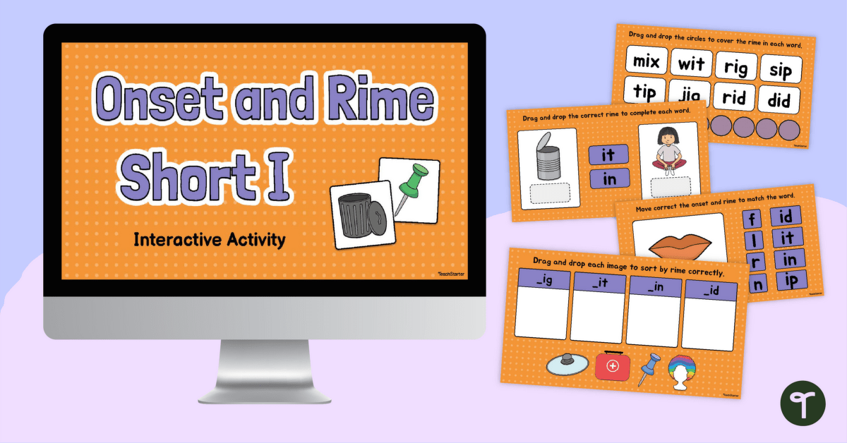 Onset and Rime Short I Interactive teaching resource