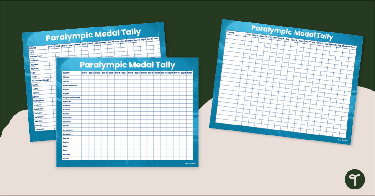 Paralympics Medal Tracking Table teaching resource