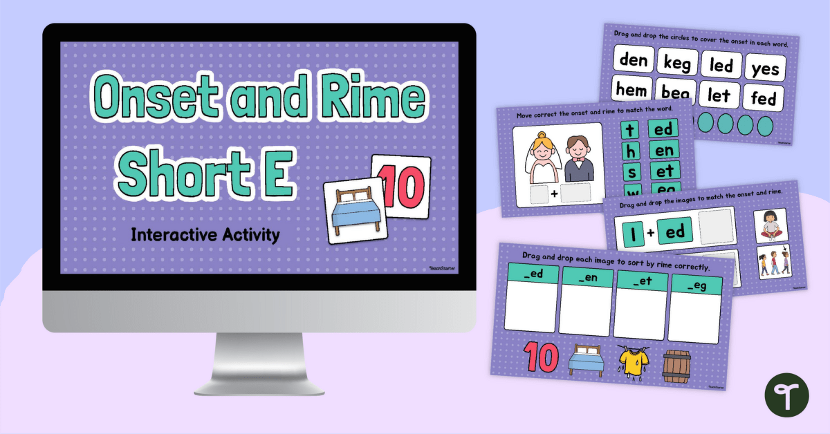 Onset and Rime Short E Interactive teaching resource