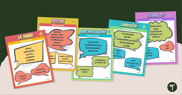 Go to Mathematical Operations Action Words - Spanish Version teaching resource