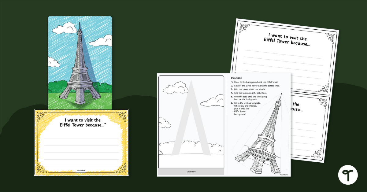 Eiffel Tower Craft and Writing Template teaching resource