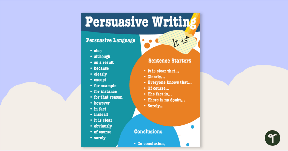 Language in Persuasive Writing Anchor Chart teaching resource