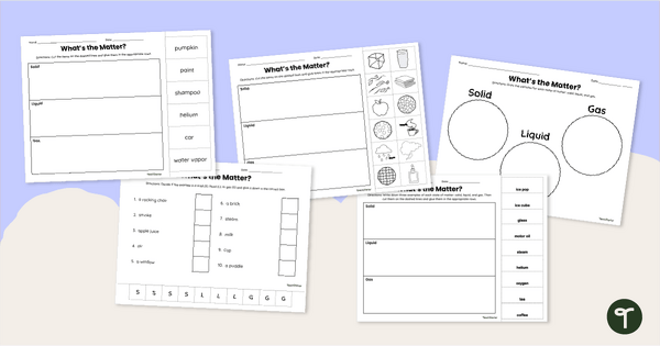 Image of What's the Matter? Worksheets - Cut and Paste