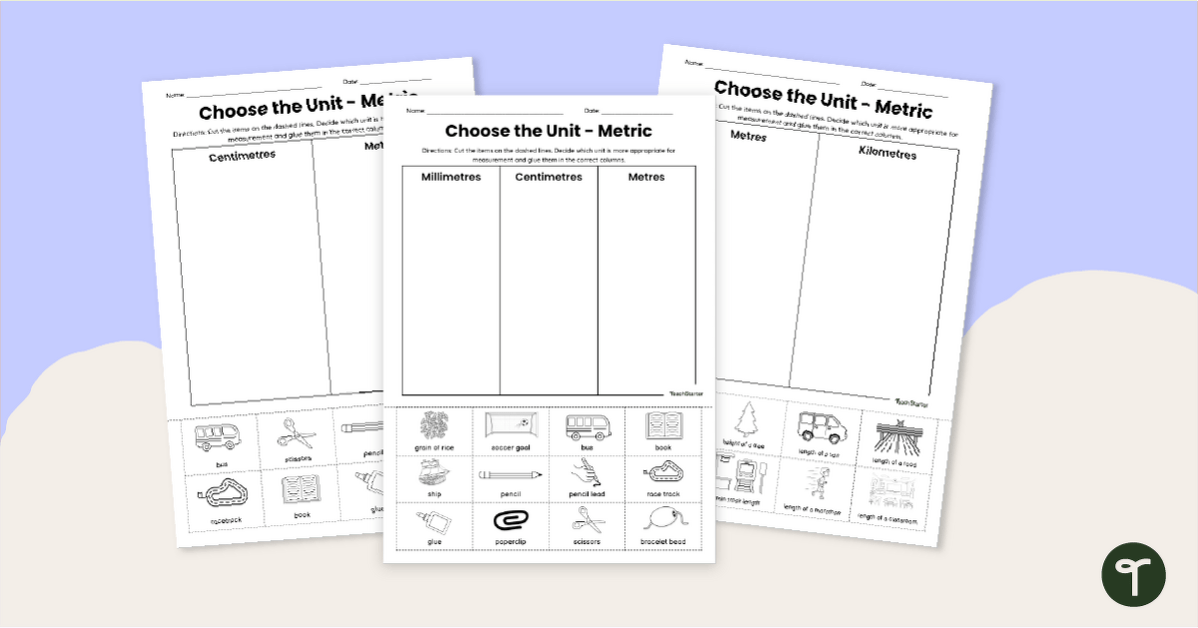 Choosing Metric Units of Length - Worksheets teaching-resource