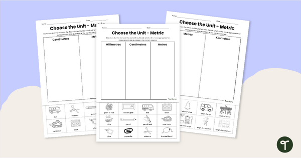 Go to Choosing Metric Units of Length - Worksheets teaching resource