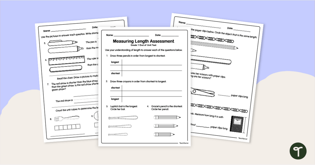 1st Grade Measurement Test teaching resource