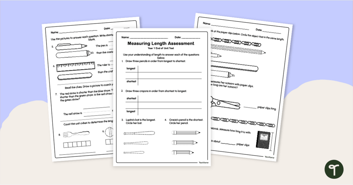 Measuring Length - Year 1 Maths Assessment teaching-resource