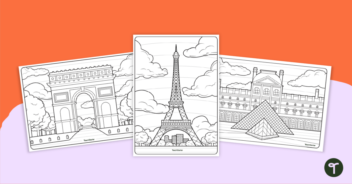 Paris Landmarks – Mindfulness Colouring Pages teaching resource