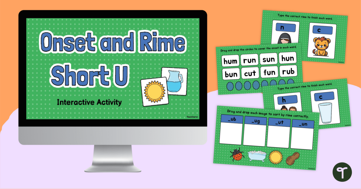 Onset and Rime Short U Interactive teaching resource