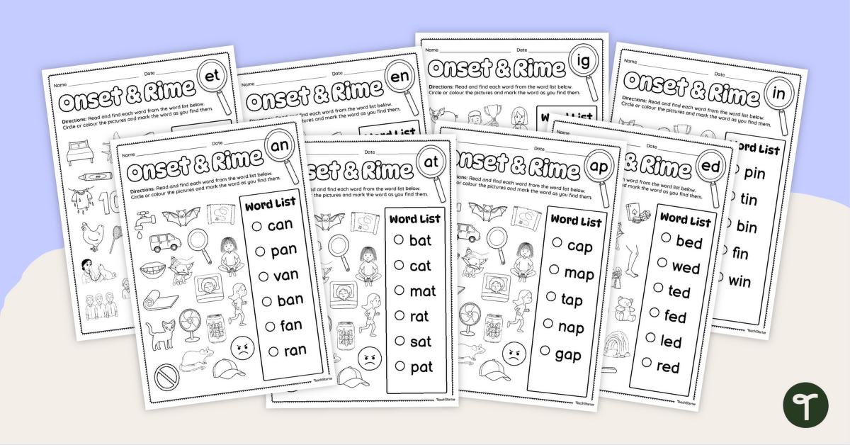 Onset and Rime Phonics Search Pack teaching resource