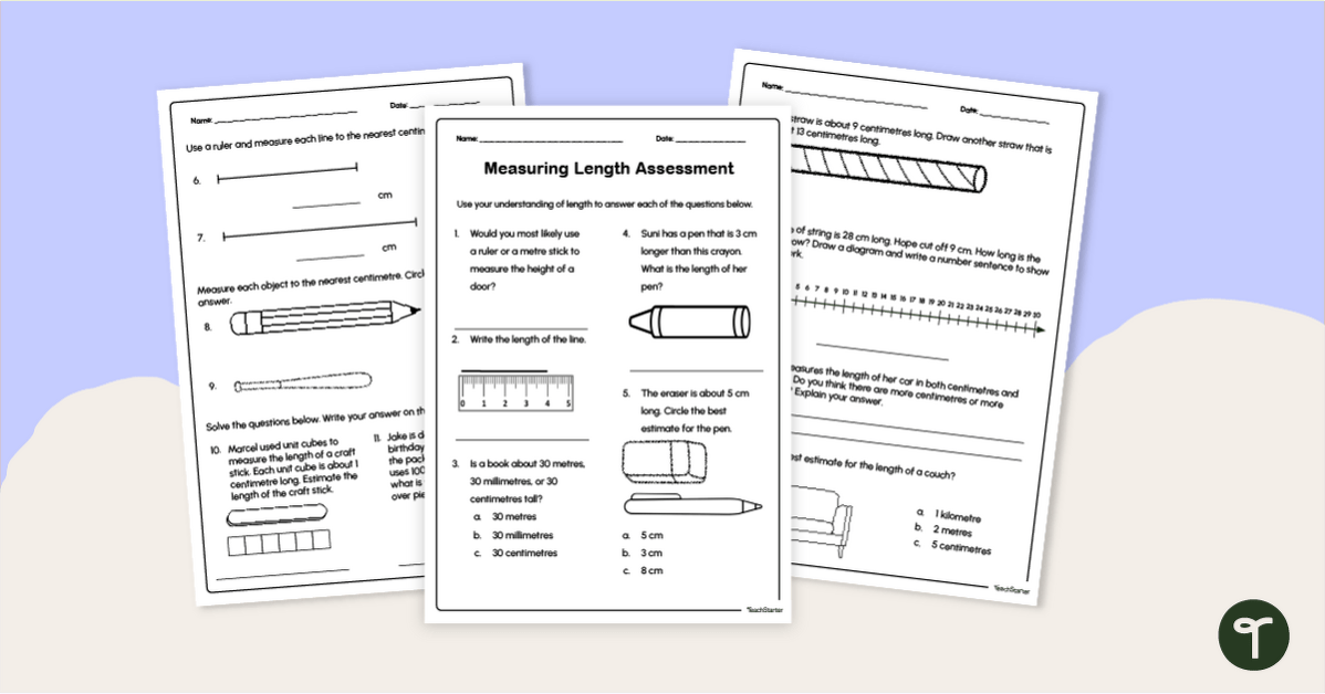 Year 3 Measurement Test - Measuring Length teaching resource