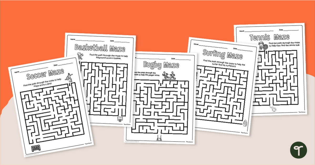 Sport Maze Worksheets teaching-resource