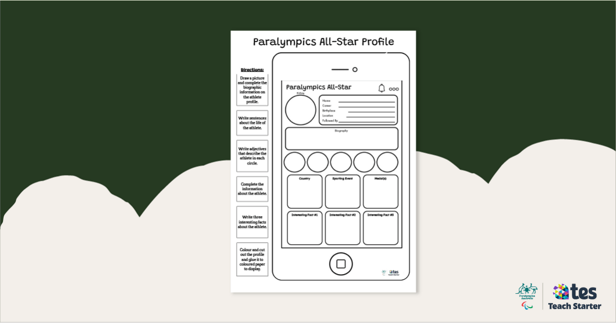 Paralympic All-Stars Social Media Profile Template teaching resource