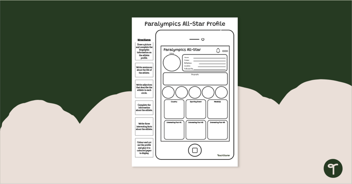 Paralympic All-Stars Social Media Profile Template teaching resource