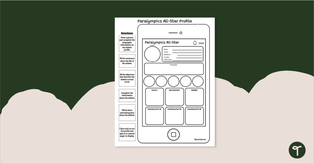 Paralympic All-Stars Social Media Profile Template teaching resource