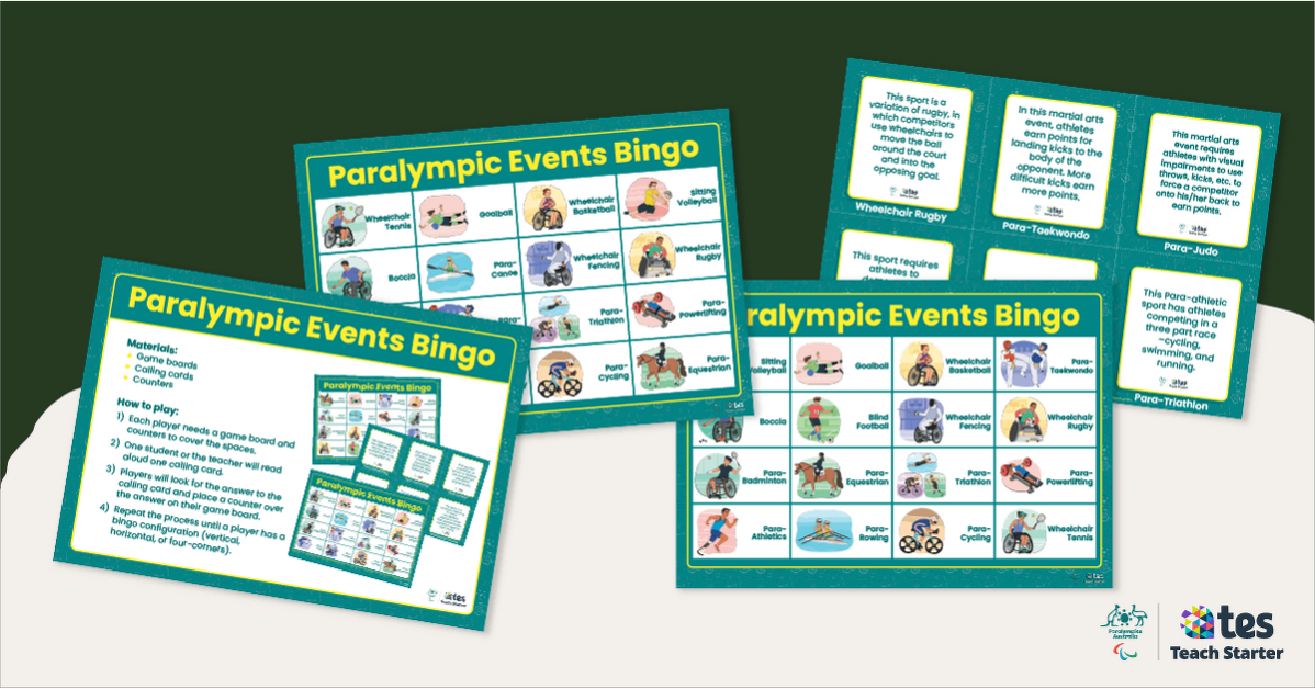 Paralympic Events Bingo Game teaching-resource