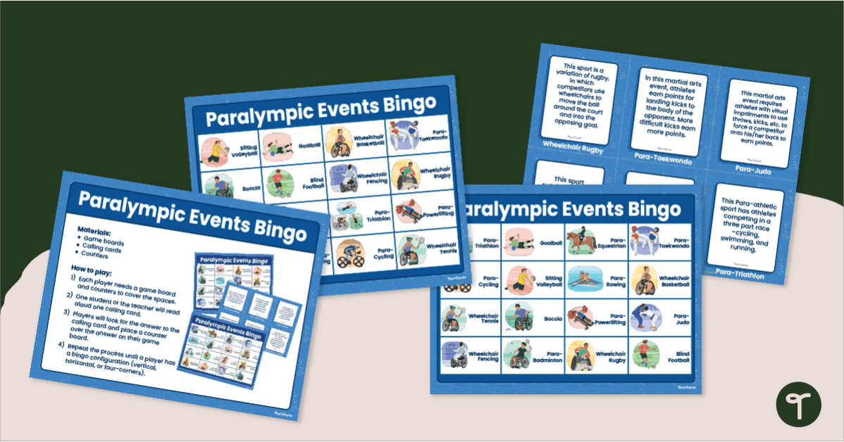 Paralympic Events Bingo Game teaching resource