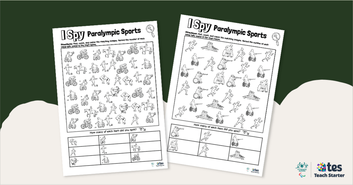 Paralympic Games Count and Colour Worksheets teaching resource