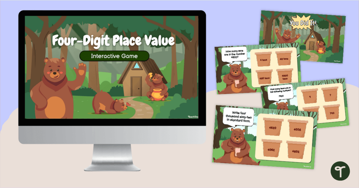 4-Digit Place Value Game - Interactive Activity teaching-resource