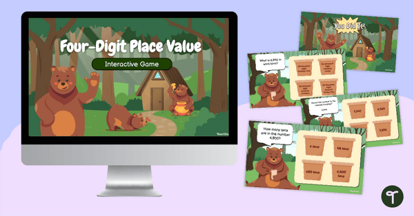 Go to 4-Digit Place Value Game - Interactive Review Activity teaching resource