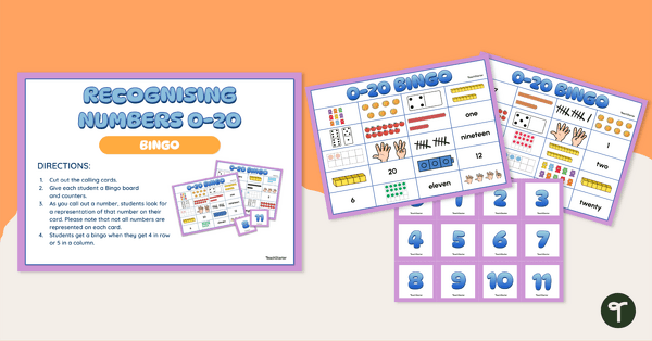 Go to Recognising Numbers 0 — 20 BINGO Game teaching resource