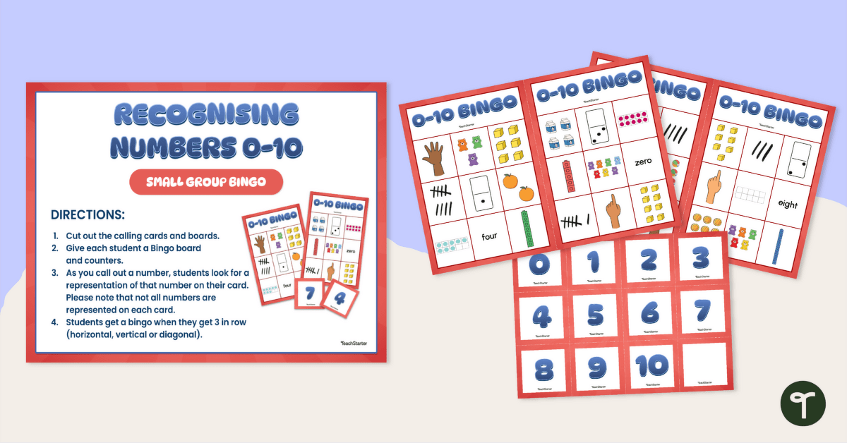 Recognising Numbers 0 — 10 Bingo (Small Group) teaching resource