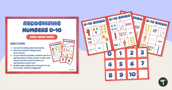 Go to Recognising Numbers 0 — 10 Bingo (Small Group) teaching resource