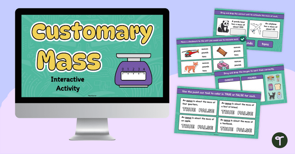 Image of Customary Units Mass Measuring Interactive Activity