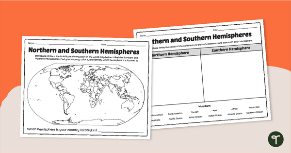 Go to Earth's Hemispheres Worksheets teaching resource