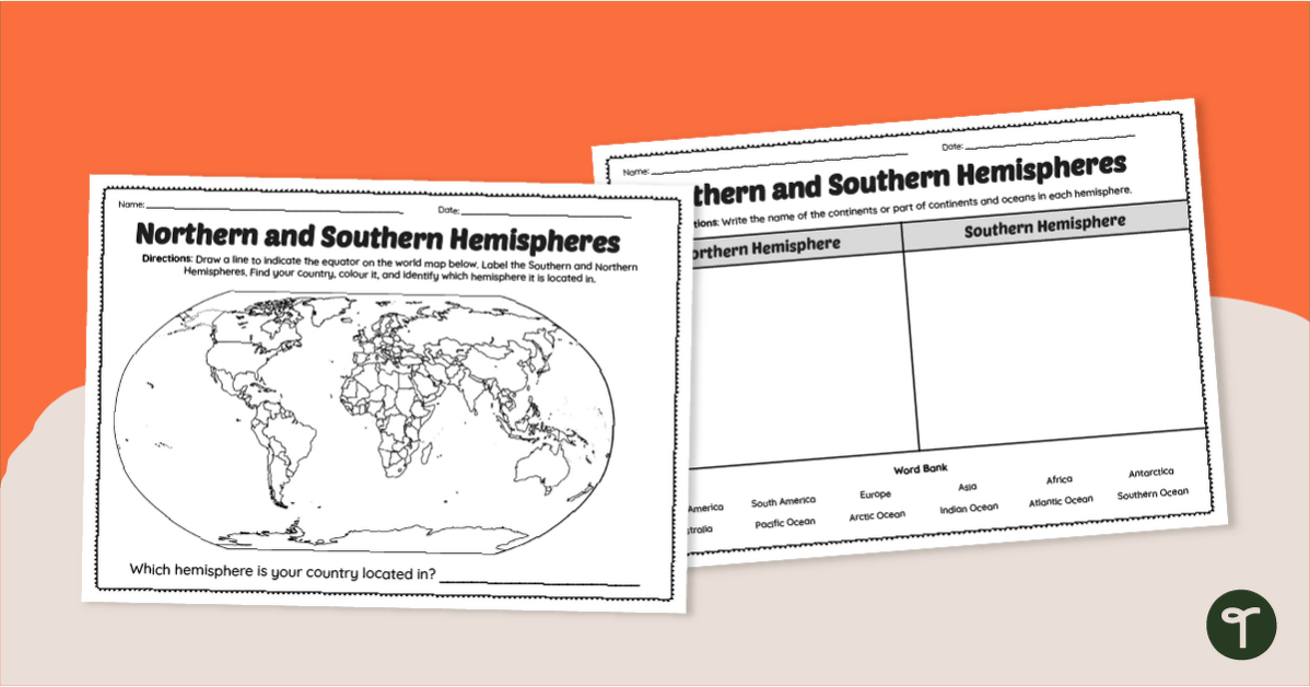 Earth's Hemispheres Worksheets teaching-resource