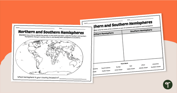 Go to Earth's Hemispheres Worksheets teaching resource