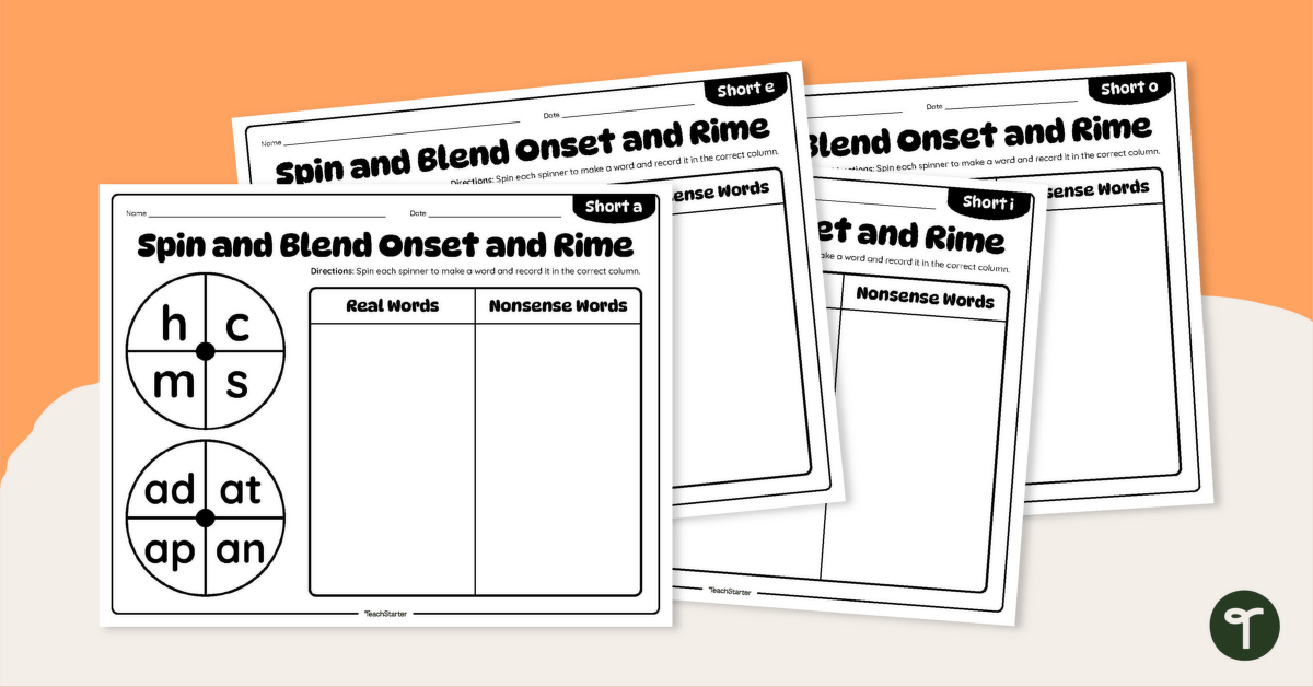 Spin and Blend Onset and Rime Pack teaching resource