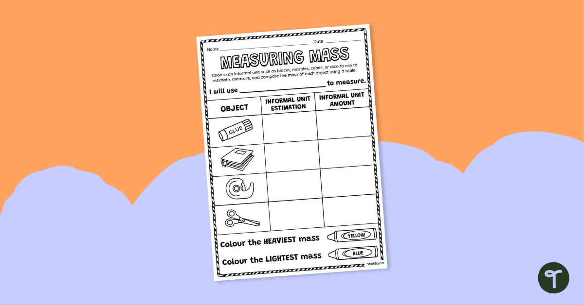 Measuring Informal Mass Worksheet teaching resource