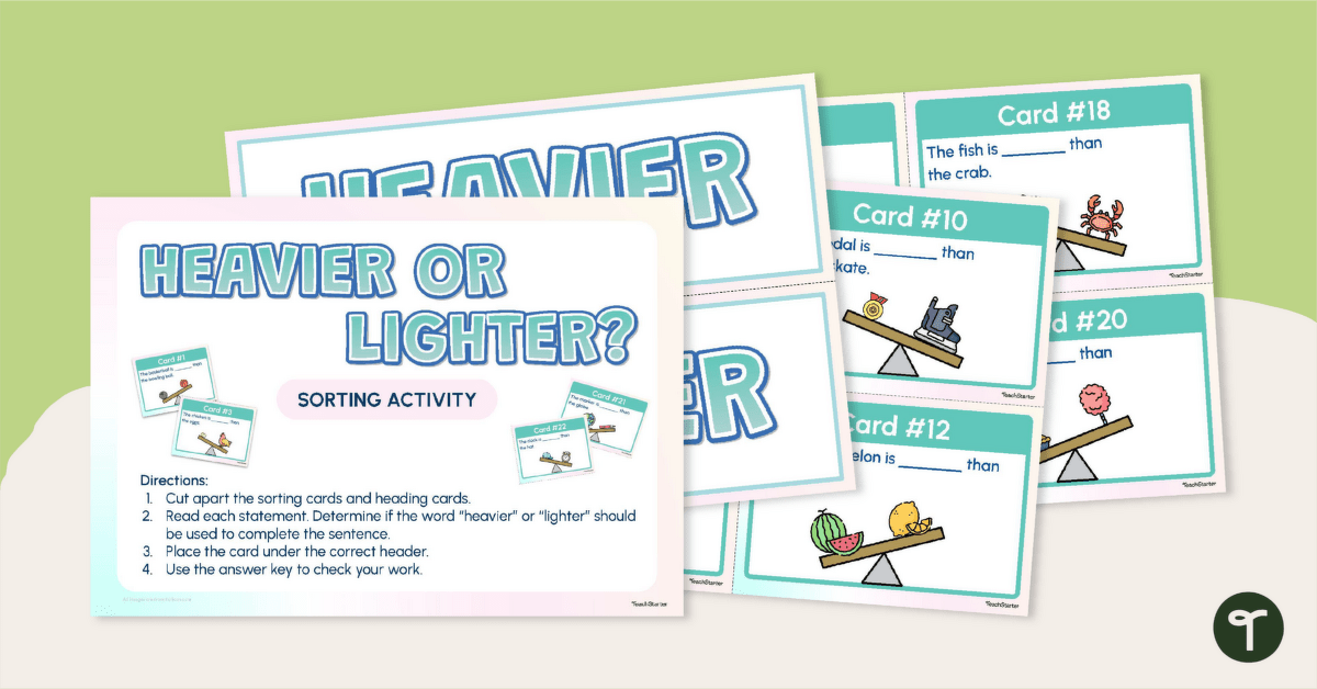 Heavier or Lighter? Sorting Activity teaching resource